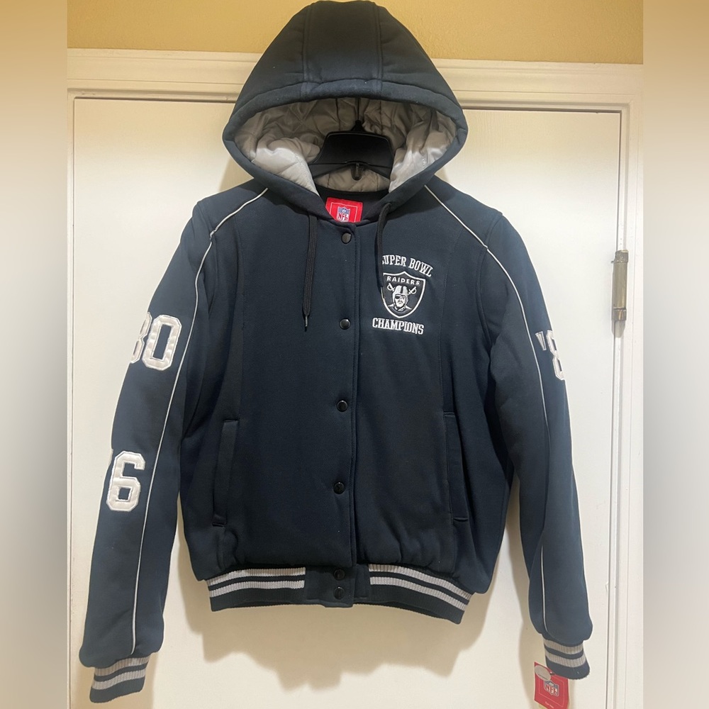 Las Vegas Raiders Women Vintage Varsity Championship Jacket By G-III Size: L NEW